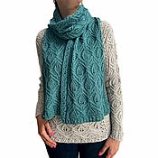 Аксессуары handmade. Livemaster - original item Botany scarf, knitting needles, Japanese openwork, merino wool Italy, wormwood. Handmade.