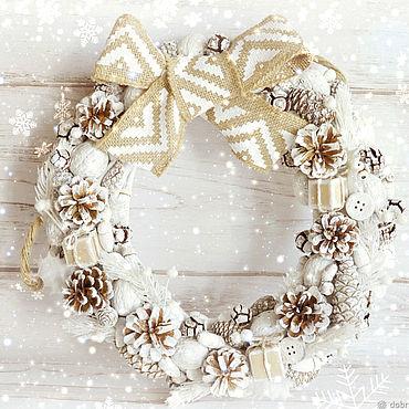 Сувениры и подарки ручной работы. Ярмарка Мастеров - ручная работа Новогодняя композиция: Рождественский венок " Морозное утро". Handmade.