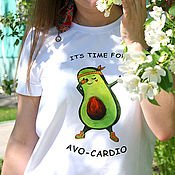 Одежда handmade. Livemaster - original item Avocado t-shirt, summer women`s t-shirt AVO-CARDIO made of cotton. Handmade.