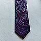 Purple Klimt tie, author's painting, narrow 5.5 cm. Ties. Exclusive hand painted. My Livemaster. Фото №6