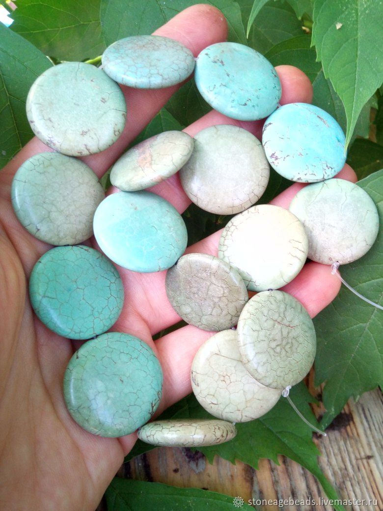 Бусины имитация бирюзы 23мм купить в интернет-магазине Ярмарка Мастеров ...