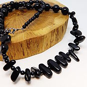 Работы для детей, handmade. Livemaster - original item Beads with morion Black thread 57 cm. Handmade.
