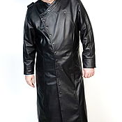 Мужская одежда handmade. Livemaster - original item Men`s black leather raincoat. Handmade.