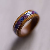 Комбинированное кольцо из венге, зебрано, меранти и белого граба
