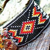 Украшения handmade. Livemaster - original item Wide beaded cuff bracelet in ethnic Boho Ethnic style. Handmade.