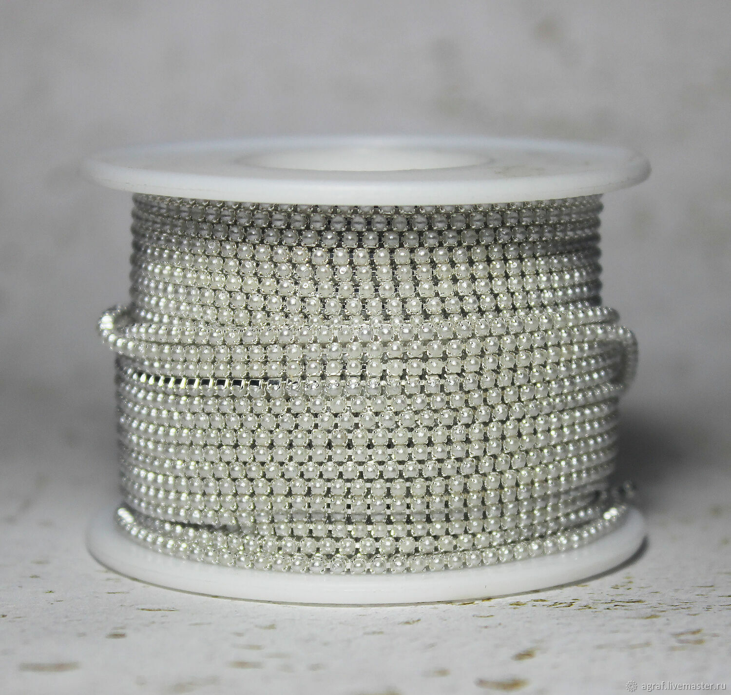 Rhinestone chain 1,4mm Pearl white 10 cm, Rhinestones, Solikamsk,  Фото №1