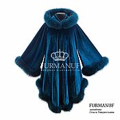 Одежда handmade. Livemaster - original item coat: Velvet emerald color with natural arctic fox fur. Handmade.