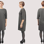 Одежда handmade. Livemaster - original item Dress classic straight knitted gray with lurex. Handmade.