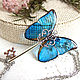 Transparent Pendant Key Blue Butterfly Vintage Key on a Chain Boho, Pendants, Taganrog,  Фото №1