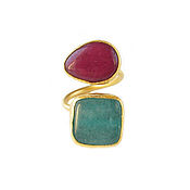 Украшения handmade. Livemaster - original item Ring with green agate, dimensionless ring with gold stone. Handmade.