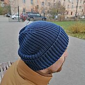 Аксессуары handmade. Livemaster - original item Caps: Men`s Blue Woolen Hat. Handmade.