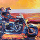 Oil painting 'Forward', 50-30 cm, motorcycle. Pictures. Zhanne Shepetova. My Livemaster. Фото №4
