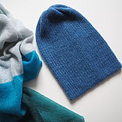 Аксессуары handmade. Livemaster - original item Caps: Beanie hat with mohair elastic band warm hat bright blue. Handmade.