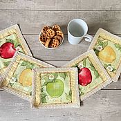 Сувениры и подарки handmade. Livemaster - original item Decorative napkins: Napkins Apples five pieces. Handmade.