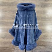 Одежда handmade. Livemaster - original item Poncho with hood and arctic fox fur. Handmade.