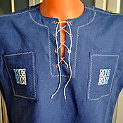 Мужская одежда handmade. Livemaster - original item Men`s shirt sleeveless linen in ethno, boho style. Handmade.