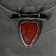 Copper pendant red chalcedony and birch No. №3, Pendant, Nizhnij Tagil,  Фото №1