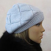 Аксессуары handmade. Livemaster - original item A knitted, blue beret, a gift for a girl.. Handmade.