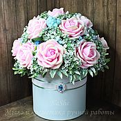 Цветы и флористика handmade. Livemaster - original item Handmade soap bouquet in a hatbox. Handmade.