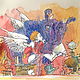 Картина принт+акварель, ангел с крыльями "Сказка на ночь", Картины, Астрахань,  Фото №1