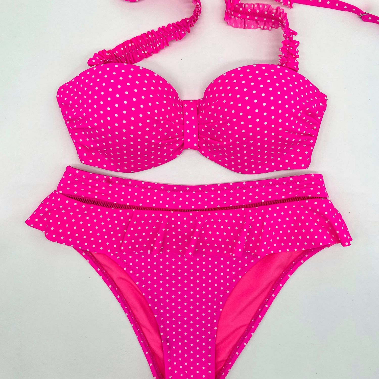 Розовый купальник с пушап и завышенной талией купить в интернет ...