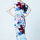 Jersey dress white blue and maroon with flowers MIDI. Dresses. Voielle. My Livemaster. Фото №6