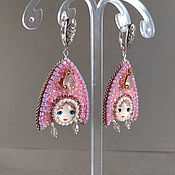 Русский стиль handmade. Livemaster - original item Pink kokoshniki earrings, Russian matryoshka earrings, Slavic earrings. Handmade.