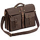 Leather briefcase 'Miron' (dark brown). Brief case. Russian leather Guild. My Livemaster. Фото №5