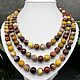 Three-row necklace Jasper Mukait Natural Beads with a cut of 10 mm, Beads2, Moscow,  Фото №1