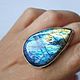 Кольцо серебряное с лабрадоритом "Океан". Кольца. Newstylejewelry. Интернет-магазин Ярмарка Мастеров.  Фото №2
