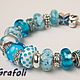 Blue charm bracelet. Charm bracelet. Grafoli jewellery. Online shopping on My Livemaster.  Фото №2