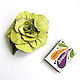 Leather brooch rose Duchess light green pear color. Brooches. De-Si-Re. My Livemaster. Фото №5