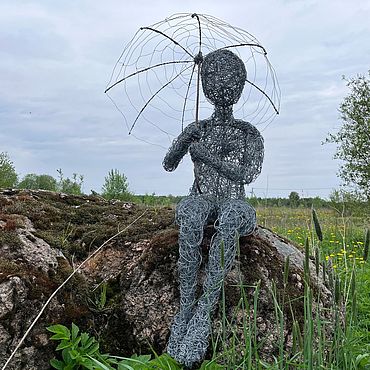 Дача и сад ручной работы. Ярмарка Мастеров - ручная работа Садовая скульптура "Задумчивость под дождем". Handmade.