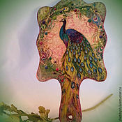 Сувениры и подарки handmade. Livemaster - original item The mirror on the handle Peacock. Handmade.
