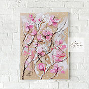 Картины и панно handmade. Livemaster - original item Sakura, a picture with flowers on paper. Handmade.