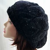 Аксессуары handmade. Livemaster - original item Voluminous beret Leaves black with mohair. Handmade.