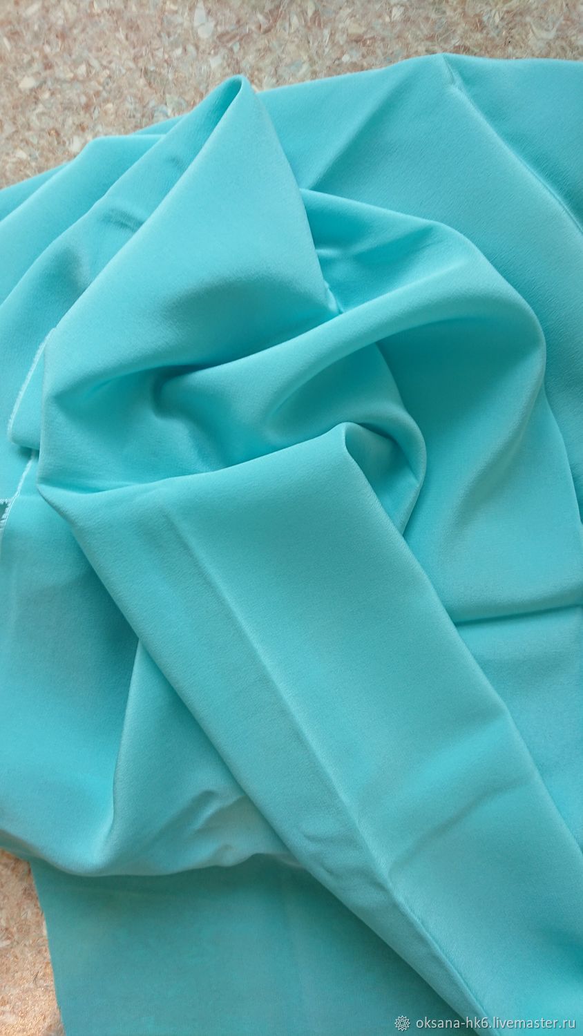 Креповый шелк разбеленно-бирюзовый (отрез 1 м) купить в интернет ...