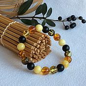 Украшения handmade. Livemaster - original item Bracelet from Baltic amber, 10 mm, Autumn colors 3. Handmade.