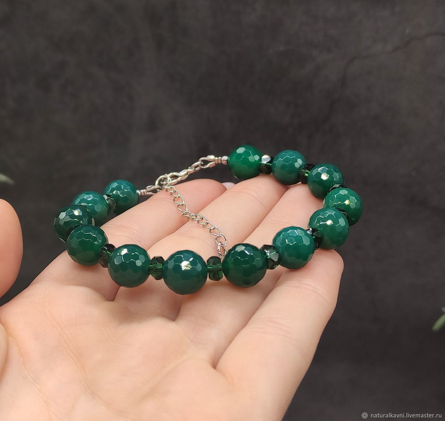 Натуральный зеленый агат Браслет с огранкой купить в интернет-магазине ...