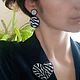 Zebra Heart Brooch and Zebra Earrings Black and White Embroidery. Brooches. Zveva. My Livemaster. Фото №5