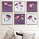 A set of 4 paintings with flowers. 4 mini paintings in purple shades. Pictures. Zabaikalie. My Livemaster. Фото №6