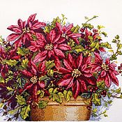 Картины и панно handmade. Livemaster - original item Bouquet of poinsettia (cross-stitch). Handmade.