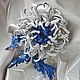 brooch made of leather. Chrysanthemum 'Silver icicle'. Brooches. LIUDMILA SKRYDLOVA (flower glade). My Livemaster. Фото №5