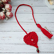 Сувениры и подарки handmade. Livemaster - original item Bookmark for books Knitted heart red. Handmade.