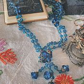Винтаж handmade. Livemaster - original item Light as a feather. Cobalt glass. Antique necklace.. Handmade.