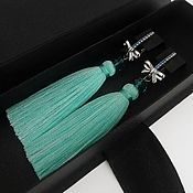 Украшения handmade. Livemaster - original item Mint Brush Earrings. Turquoise Earrings tassel. Handmade.