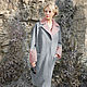 Author`s clothes by Dmitriy PEHTASHEV_Studio:  Нежная ШУБА Oversize свободная из натурального меха -овчины кёрли в светло-сером цвете c голубым оттенком, контрастным ВОРОТНИКОМ
и вставками на рукавах
