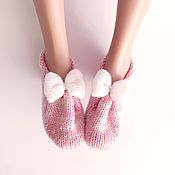 Обувь ручной работы handmade. Livemaster - original item Knitted home slippers for women pink, woolen socks sledki. Handmade.