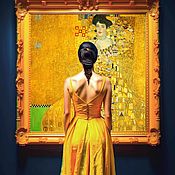Картины и панно ручной работы. Ярмарка Мастеров - ручная работа Pintura Chica en el Museo. Mujer en oro Klimt. Handmade.