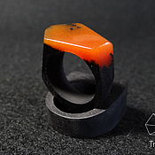 Украшения handmade. Livemaster - original item A bright orange ring made of resin and black hornbeam.. Handmade.